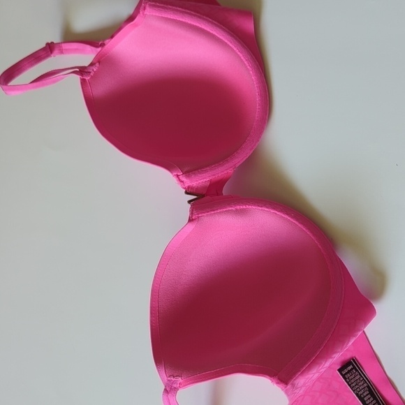 Victoria Secret Lined Perfect Coverage Bright Hot Pink Bra Size 34D Barbie core - Picture 11 of 12